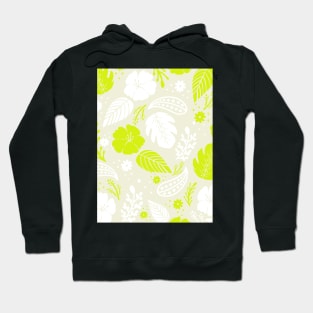 Foliage & Hibiscus Pattern - Green Hoodie